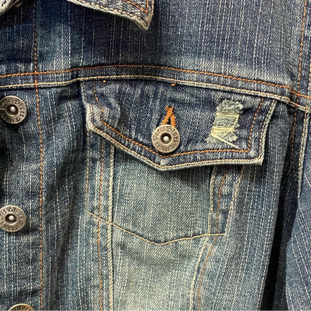 Paris Blues Cropped Blue Denim Jacket - Picture 8 of 14